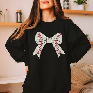 Baseball Large Bow Sweatshirt - Limeberry Designs