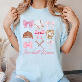 Baseball Mama Bow Collage Comfort Color Tee - Trending Design - Limeberry Designs