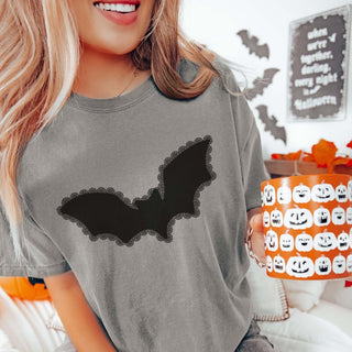 Bat With Lace Comfort Color Graphic Tee - Limeberry Designs