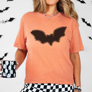Bat With Lace Comfort Color Graphic Tee - Limeberry Designs