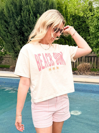 Beach Bum With Palm Trees Boxy Comfort Color Graphic Tee - Limeberry Designs