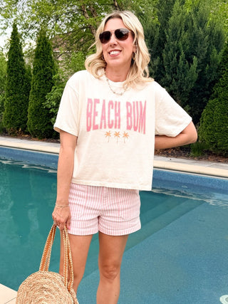 Beach Bum With Palm Trees Boxy Comfort Color Graphic Tee - Limeberry Designs