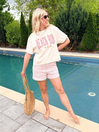 Beach Bum With Palm Trees Boxy Comfort Color Graphic Tee - Limeberry Designs