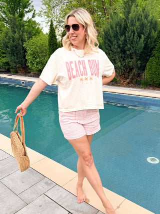 Beach Bum With Palm Trees Boxy Comfort Color Graphic Tee - Limeberry Designs