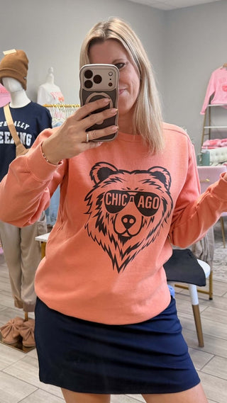 Bear With Shades Graphic Terracotta Comfort Colors Crew Sweatshirt - Limeberry Designs