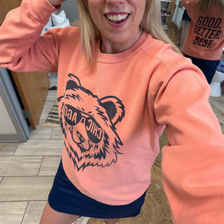 Bear With Shades Graphic Terracotta Comfort Colors Crew Sweatshirt - Limeberry Designs