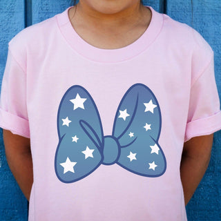 Blue Bow With White Stars Graphic Tee - Limeberry Designs