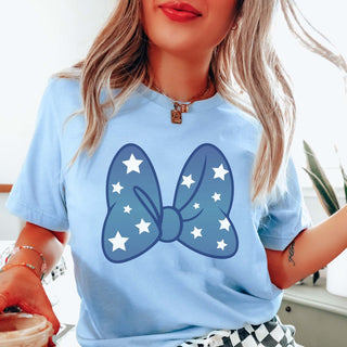 Blue Bow With White Stars Graphic Tee - Limeberry Designs