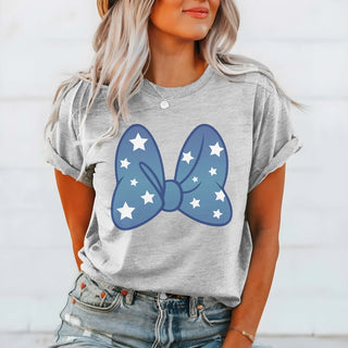 Blue Bow With White Stars Wholesale Graphic Tee - Fast Shipping - Limeberry Designs