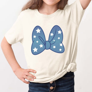 Blue Bow With White Stars Wholesale Graphic Tee - Fast Shipping - Limeberry Designs