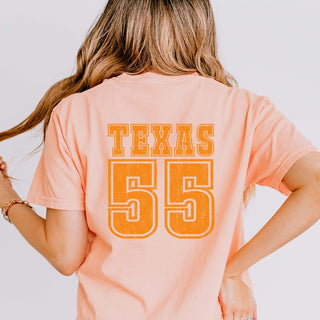 Bold Athletic Distressed Team & Number Comfort Color Graphic Tee - Limeberry Designs