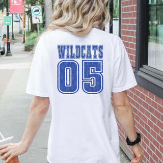 Bold Athletic Distressed Team & Number Comfort Color Graphic Tee - Limeberry Designs