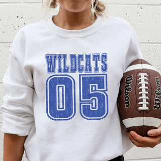 Bold Athletic Distressed Team & Number Graphic Sweatshirt - Limeberry Designs