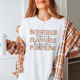 Bonfires Flannels Pumpkins Wholesale Bella Graphic Tee - Fast Shipping - Limeberry Designs