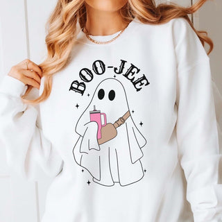 Boo - Jee Ghost Premium Crew Neck Sweatshirt - Limeberry Designs