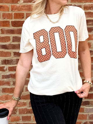 Boo Orange Plaid Comfort Color Tee - Limeberry Designs