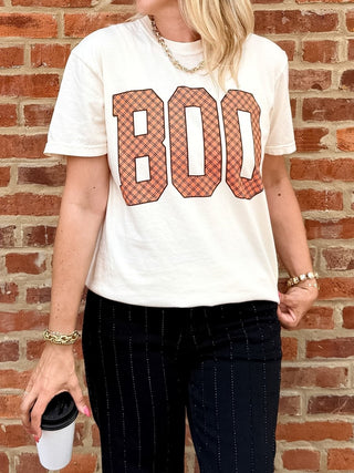 Boo Orange Plaid Comfort Color Tee - Limeberry Designs