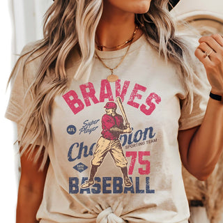 Braves Vintage Baseball Team Wholesale Tee - Fast Shipping - Limeberry Designs