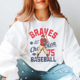 Braves Vintage Baseball Wholesale Graphic Sweatshirt - Quick TAT - Limeberry Designs