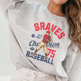 Braves Vintage Baseball Wholesale Graphic Sweatshirt - Quick TAT - Limeberry Designs