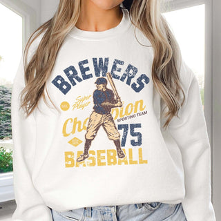 Brewers Vintage Baseball Wholesale Graphic Sweatshirt - Fast Shipping - Limeberry Designs