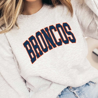 Broncos Collegiate Letter Graphic Sweatshirt + Hoodie