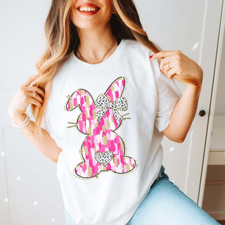 Bunny Pink Brush Stroke Wholesale Bella Graphic Tee - Quick Shipping - Limeberry Designs