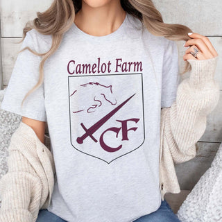 Camelot Farms Outline Maroon Crest Tee - Limeberry Designs