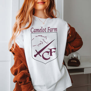 Camelot Farms Outline Maroon Crest Tee - Limeberry Designs