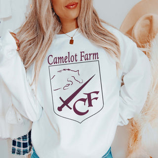 Camelot Farms Outlined Maroon Crest Bella Sweatshirt - Limeberry Designs