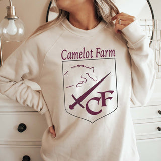 Camelot Farms Outlined Maroon Crest Bella Sweatshirt - Limeberry Designs