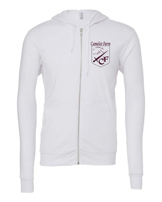Camelot Farms Outlined Maroon Crest Bella Zip - Up Hoodie - Limeberry Designs