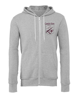 Camelot Farms Outlined Maroon Crest Bella Zip - Up Hoodie - Limeberry Designs