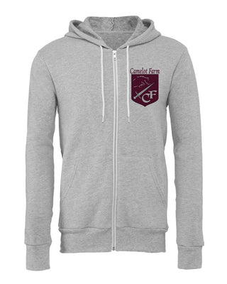 Camelot Farms Solid Maroon Crest Bella Zip - Up Hoodie - Limeberry Designs
