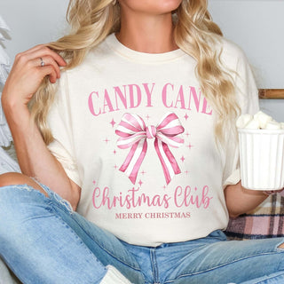 Candy Cane Christmas Club Comfort Color Graphic Tee - Limeberry Designs