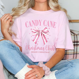 Candy Cane Christmas Club Comfort Color Graphic Tee - Limeberry Designs