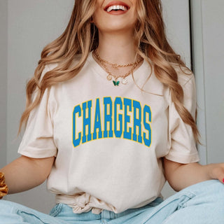 Chargers Collegiate Letter Bella Graphic Tee - Limeberry Designs