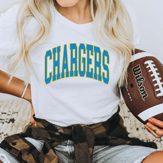 Chargers Collegiate Letter Bella Graphic Tee - Limeberry Designs