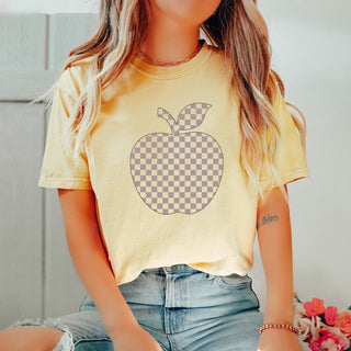 Checkered Apple Comfort Color Graphic Tee - Limeberry Designs