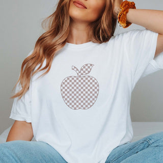 Checkered Apple Comfort Color Graphic Tee - Limeberry Designs