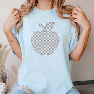 Checkered Apple Comfort Color Graphic Tee - Limeberry Designs