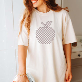 Checkered Apple Comfort Color Graphic Tee - Limeberry Designs