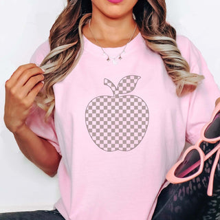 Checkered Apple Comfort Color Graphic Tee - Limeberry Designs