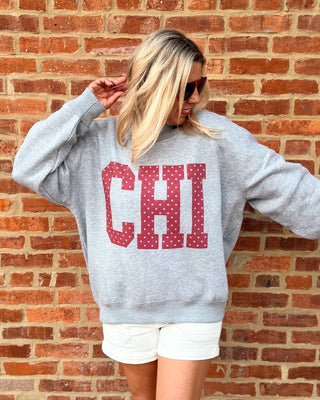 CHI Polka Dot Chicago Mockneck Sweatshirt - Limeberry Designs