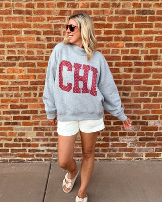 CHI Polka Dot Chicago Mockneck Sweatshirt - Limeberry Designs