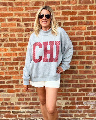 CHI Polka Dot Chicago Mockneck Sweatshirt - Limeberry Designs