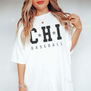 CHI With Stars Black & Silver Graphic Comfort Color Tee - Limeberry Designs