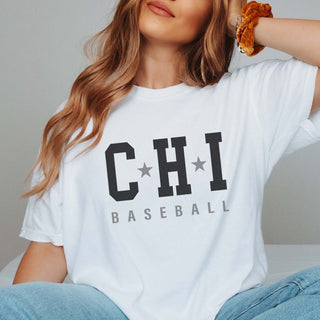 CHI With Stars Black & Silver Graphic Comfort Color Tee - Limeberry Designs