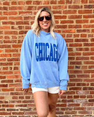 Chicago Blue Mockneck Sweatshirt - Limeberry Designs