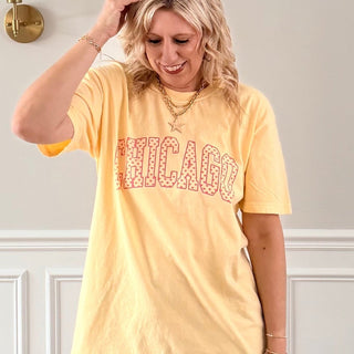 Chicago Heart Pattern Comfort Color Graphic Tee - Limeberry Designs